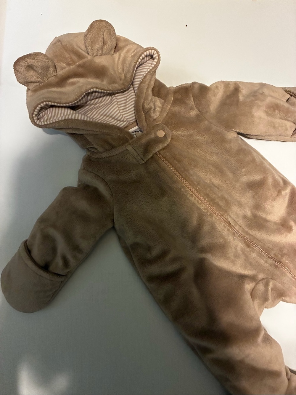 Carter's Plush Bear Hooded Baby Snowsuit in Beige